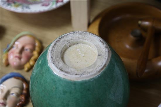 A 19th century Chinese green crackle glazed vase 8in.